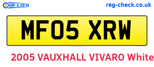 MF05XRW are the vehicle registration plates.