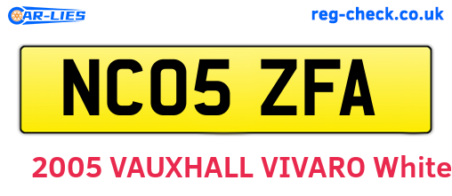 NC05ZFA are the vehicle registration plates.