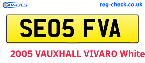 SE05FVA are the vehicle registration plates.