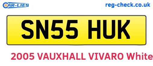 SN55HUK are the vehicle registration plates.