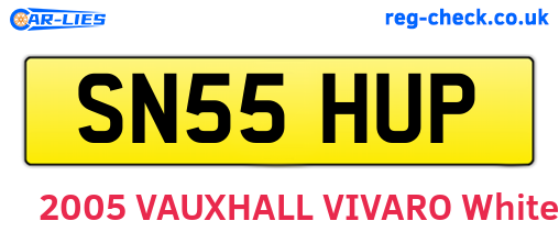 SN55HUP are the vehicle registration plates.