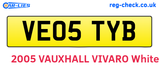 VE05TYB are the vehicle registration plates.