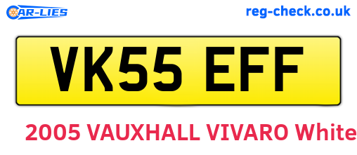 VK55EFF are the vehicle registration plates.