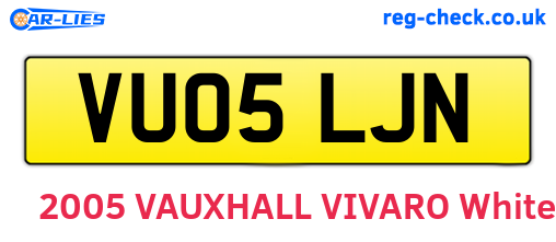 VU05LJN are the vehicle registration plates.