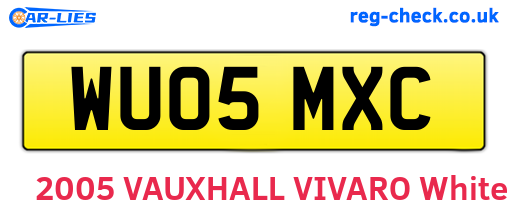 WU05MXC are the vehicle registration plates.