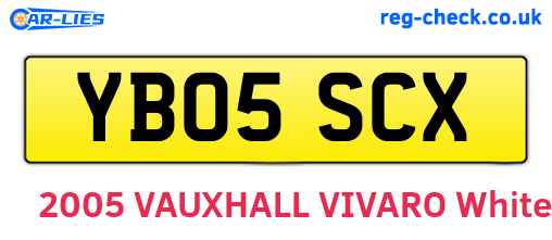YB05SCX are the vehicle registration plates.