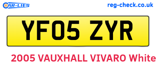YF05ZYR are the vehicle registration plates.