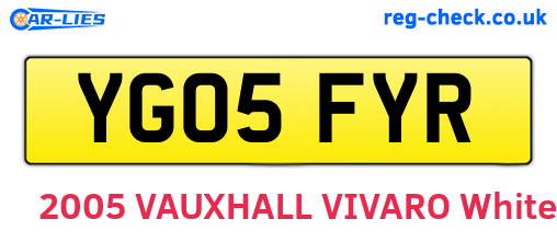 YG05FYR are the vehicle registration plates.