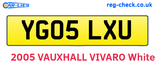 YG05LXU are the vehicle registration plates.