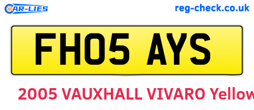 FH05AYS are the vehicle registration plates.