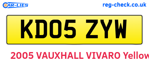 KD05ZYW are the vehicle registration plates.