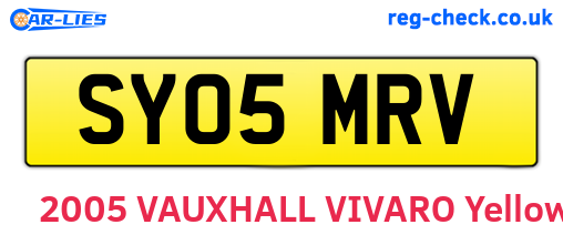 SY05MRV are the vehicle registration plates.