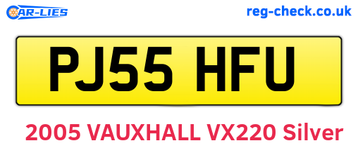 PJ55HFU are the vehicle registration plates.