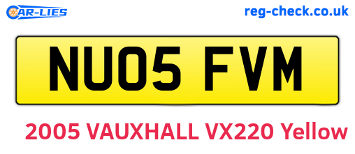 NU05FVM are the vehicle registration plates.