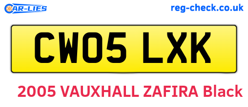 CW05LXK are the vehicle registration plates.