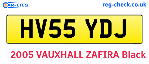 HV55YDJ are the vehicle registration plates.