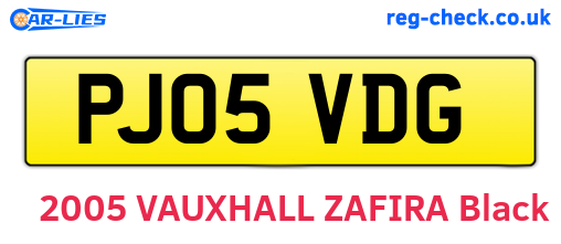 PJ05VDG are the vehicle registration plates.