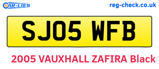 SJ05WFB are the vehicle registration plates.