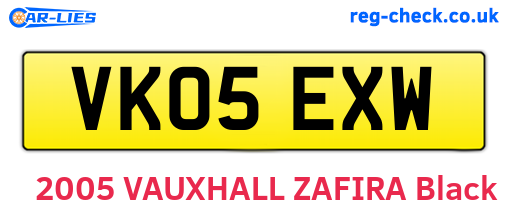 VK05EXW are the vehicle registration plates.
