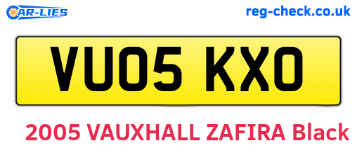 VU05KXO are the vehicle registration plates.