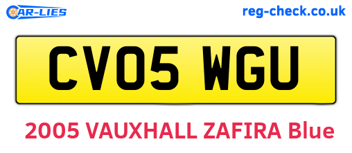 CV05WGU are the vehicle registration plates.