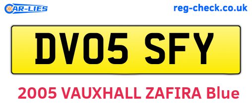 DV05SFY are the vehicle registration plates.