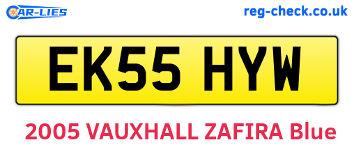 EK55HYW are the vehicle registration plates.