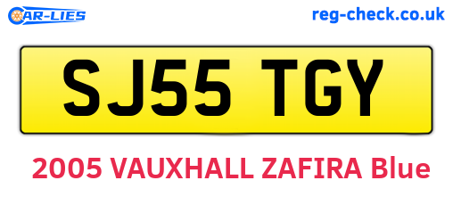 SJ55TGY are the vehicle registration plates.