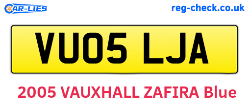 VU05LJA are the vehicle registration plates.