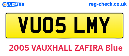 VU05LMY are the vehicle registration plates.