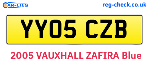 YY05CZB are the vehicle registration plates.