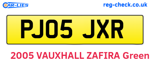 PJ05JXR are the vehicle registration plates.