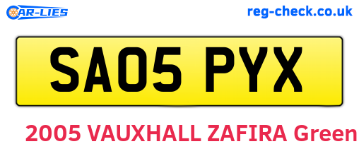 SA05PYX are the vehicle registration plates.