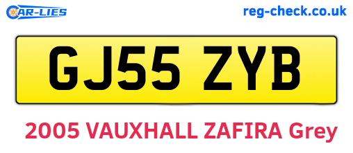GJ55ZYB are the vehicle registration plates.