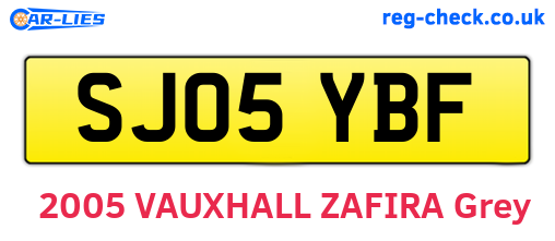 SJ05YBF are the vehicle registration plates.