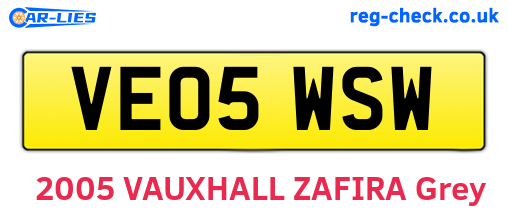VE05WSW are the vehicle registration plates.