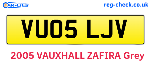 VU05LJV are the vehicle registration plates.