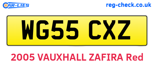 WG55CXZ are the vehicle registration plates.