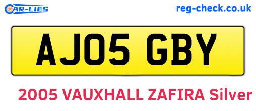 AJ05GBY are the vehicle registration plates.