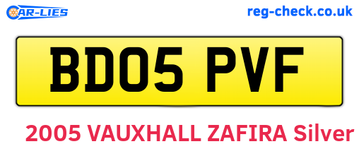 BD05PVF are the vehicle registration plates.