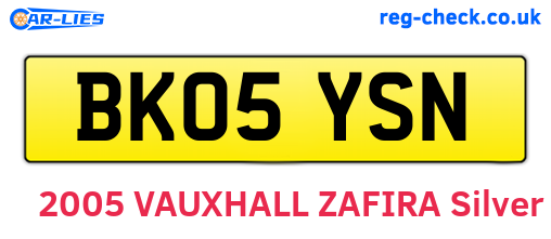 BK05YSN are the vehicle registration plates.