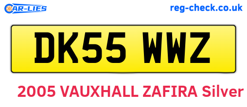 DK55WWZ are the vehicle registration plates.