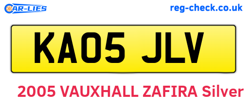 KA05JLV are the vehicle registration plates.