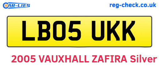 LB05UKK are the vehicle registration plates.