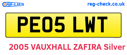 PE05LWT are the vehicle registration plates.