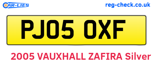 PJ05OXF are the vehicle registration plates.