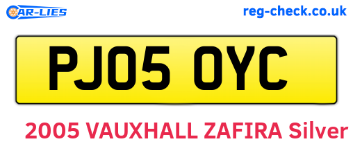PJ05OYC are the vehicle registration plates.