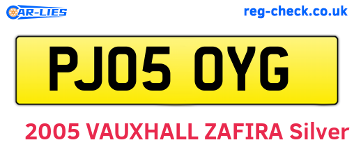 PJ05OYG are the vehicle registration plates.