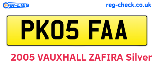 PK05FAA are the vehicle registration plates.