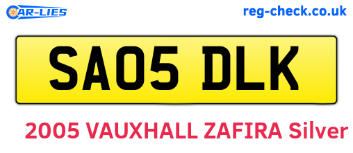 SA05DLK are the vehicle registration plates.